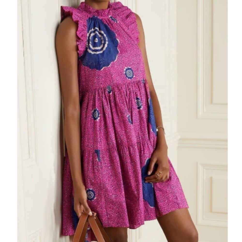 Ulla Johnson Tamsin Tiered Sleeveless Printed High-Low Dress Size 8 - Picture 14 of 15